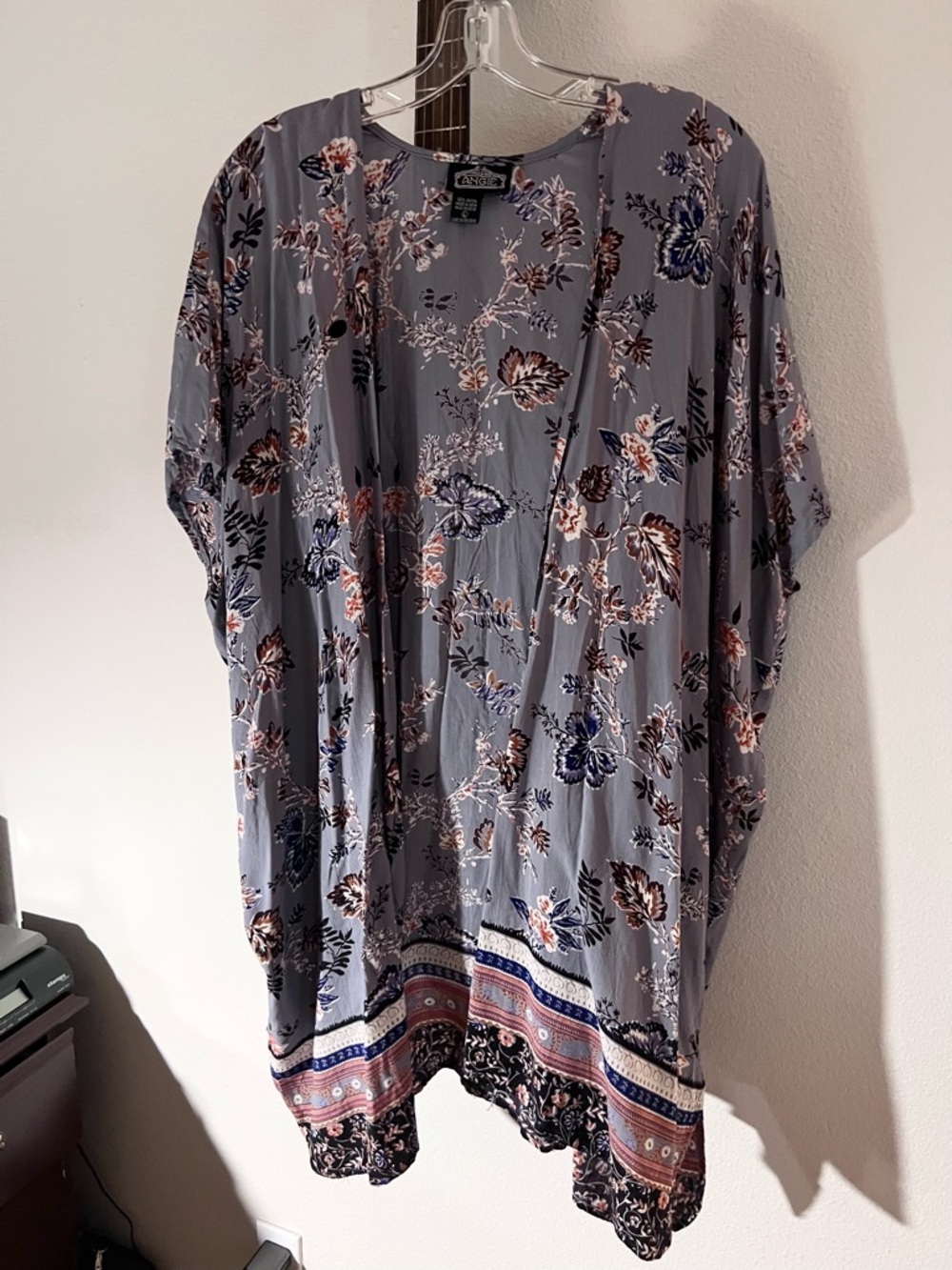 ANGIE Blue Floral Kimono Cardigan Size L